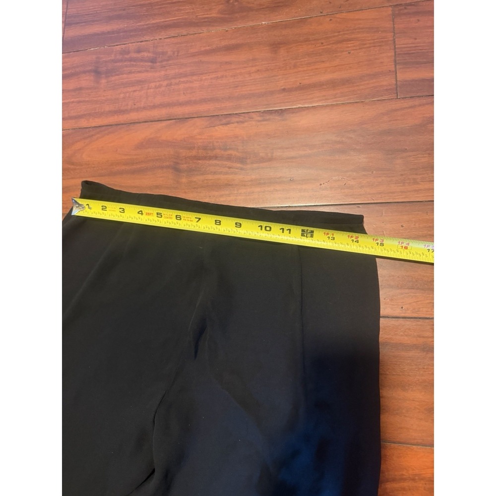Eileen Fisher Petite Large 100% Silk Black Wide Leg Crop Pants With Front Zipper - Picture 8 of 9
